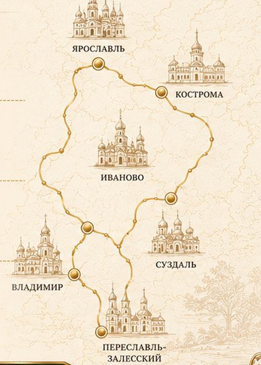 Схема маршрута Золотого кольца России